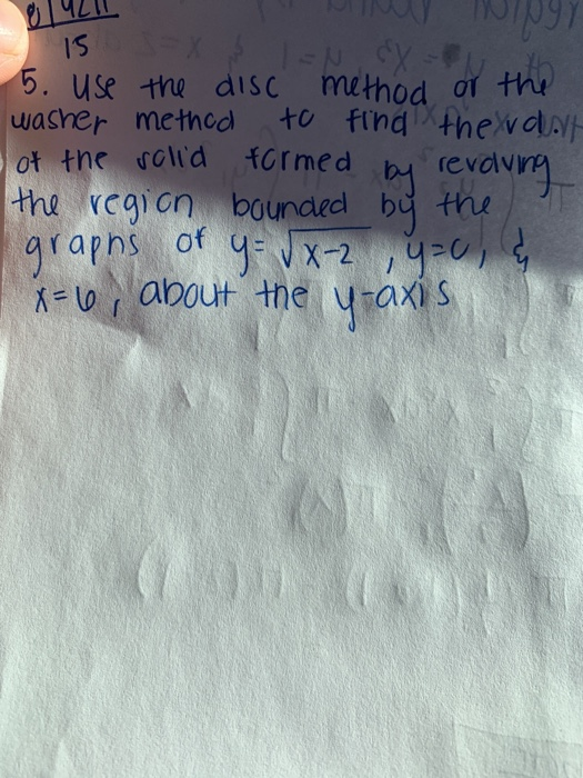 Disc Method Practice Problems Solved 97 1s use the disc method or th washer | Chegg.com