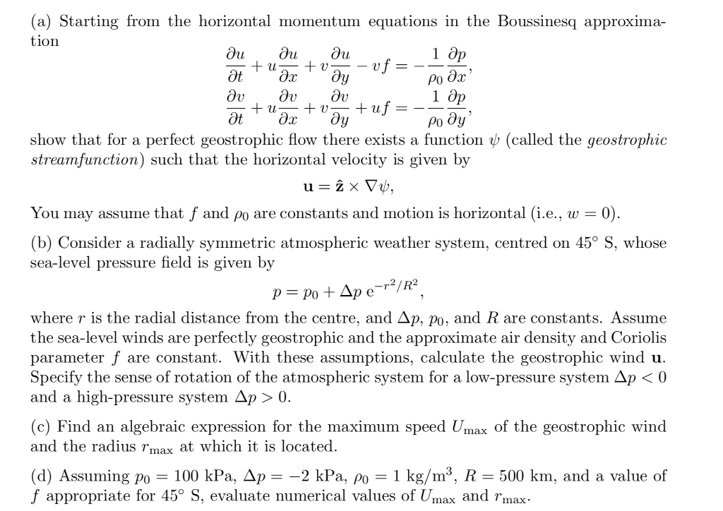 Solved 3. Large-scale flow whose horizontal momentum | Chegg.com