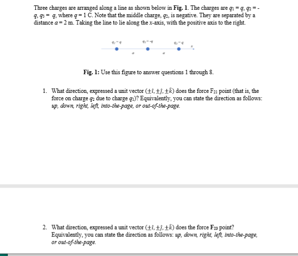 Solved Three Charges Are Arranged Along A Line As Shown | Chegg.com