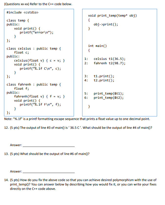 Solved (Questions xx-xx) Refer to the C++ code below. | Chegg.com