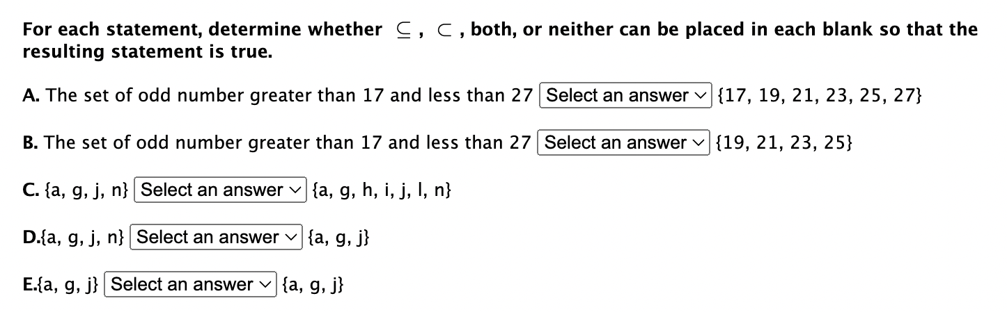 Solved Select an answer ⊆ C Both ⊆ and c Neither of | Chegg.com