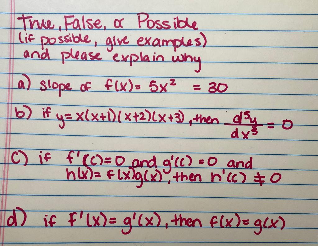 True False A Possible Lif Possible Give Examples Chegg Com