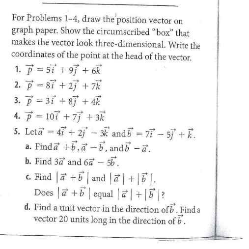 Solved For Problems 1-4, draw the position vector on graph | Chegg.com