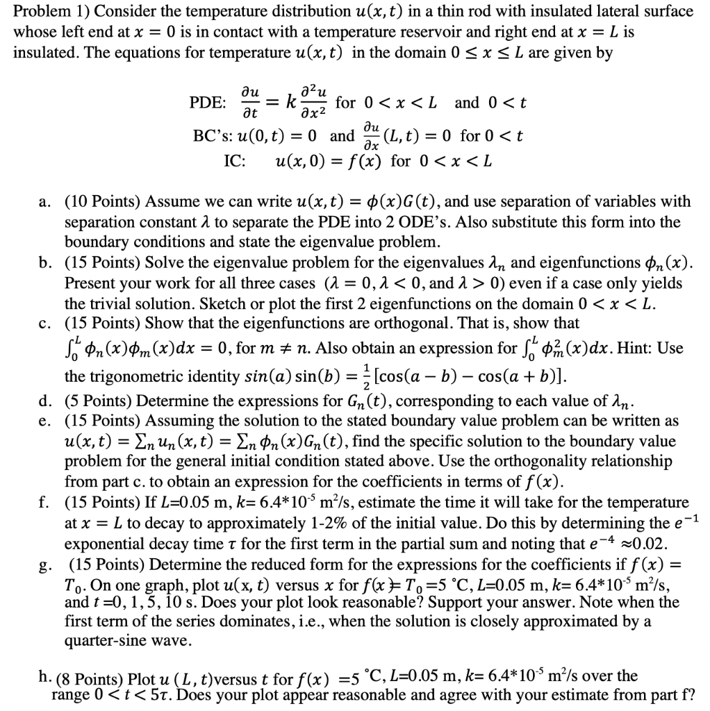 Solved Problem 1) Consider the temperature distribution | Chegg.com