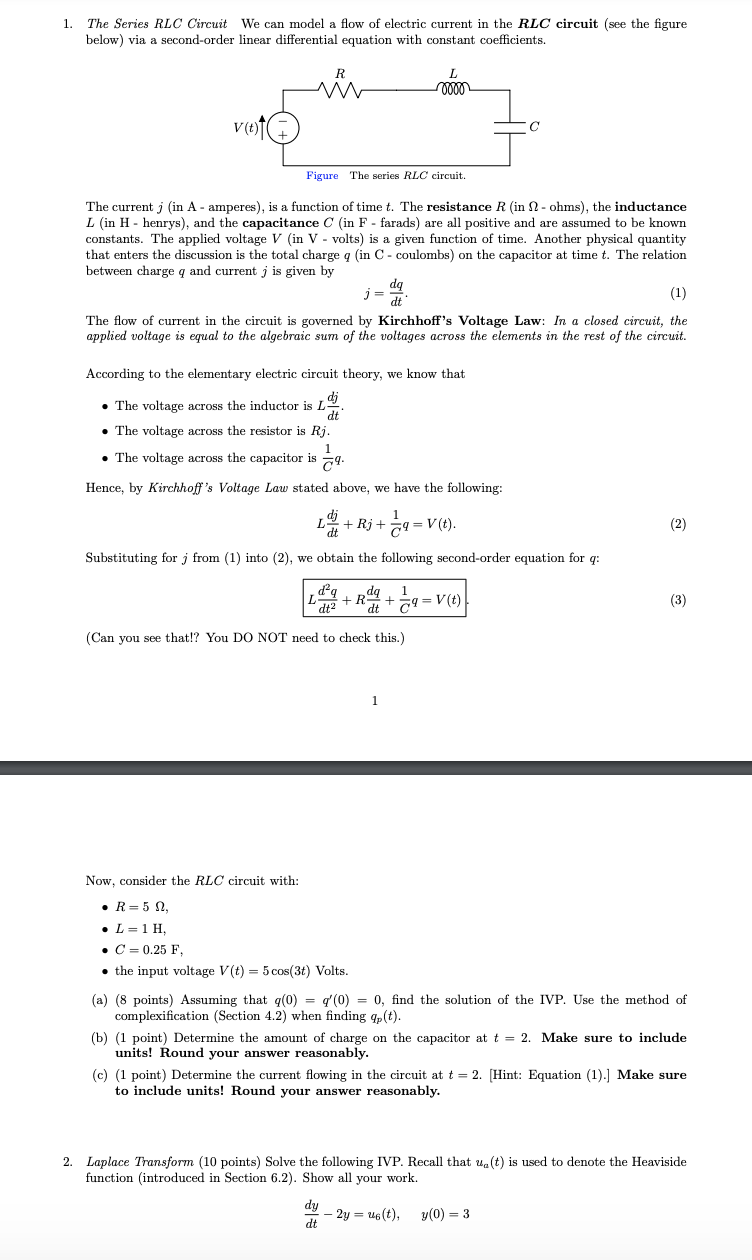 Solved The Series Rlc Circuit We Can Model A Flow Of Elec Chegg Com