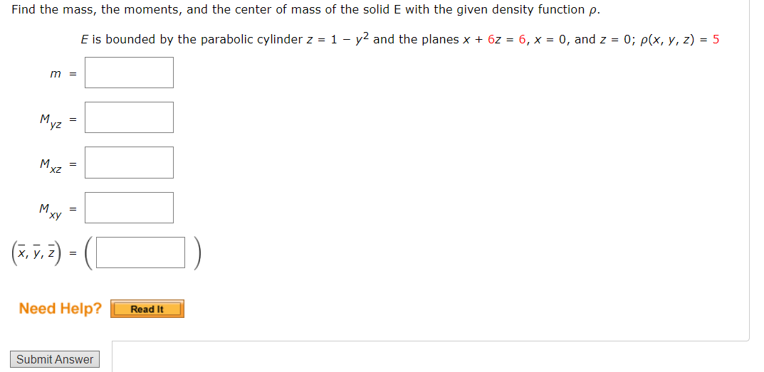 Solved Find The Mass, The Moments, And The Center Of Mass Of | Chegg.com