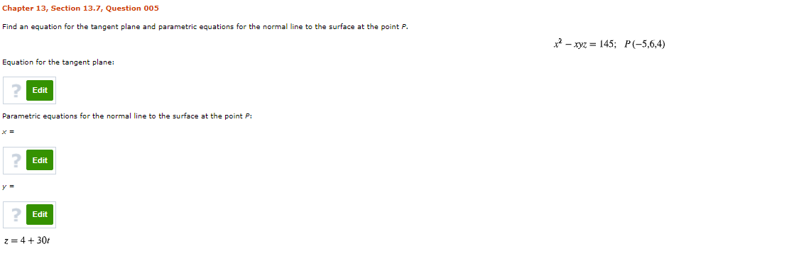Solved Chapter 13, Section 13.7, Question 005 Find an | Chegg.com