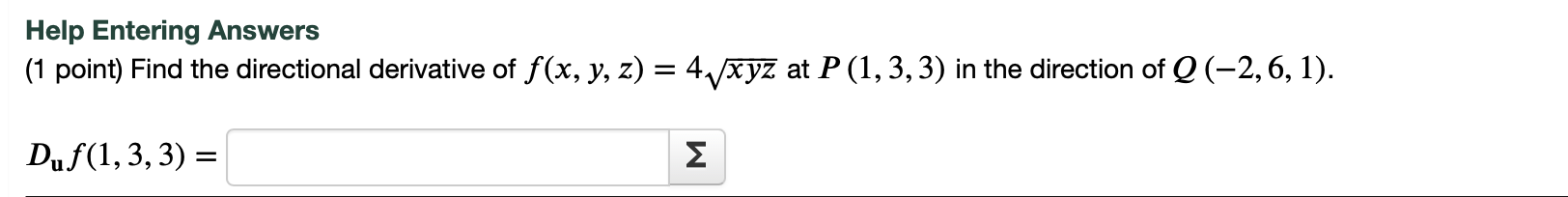 Solved Help Entering Answers 1 Point Find The Directional