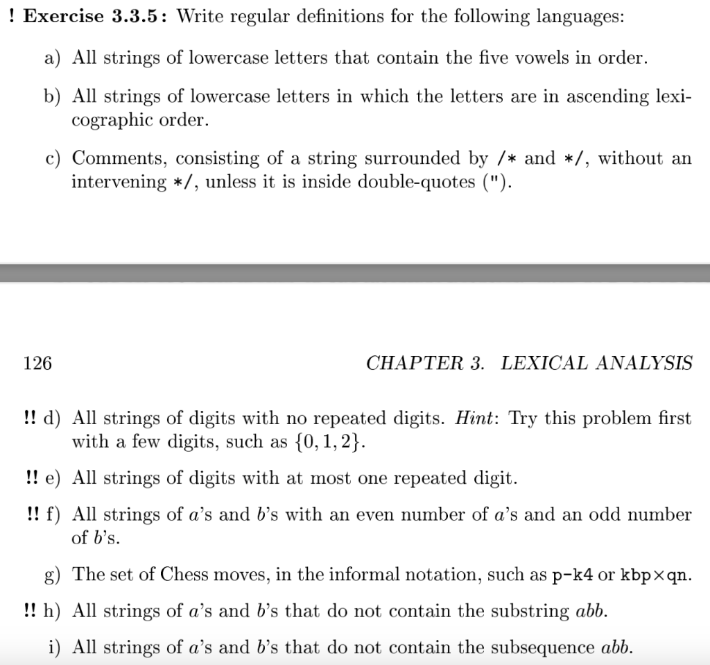 Solved Exercise 3 3 5 Write Regular Definitions For The