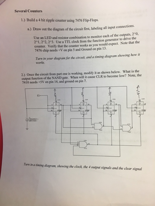 Solved Several Counters 1.) Build a 4 bit ripple counter | Chegg.com