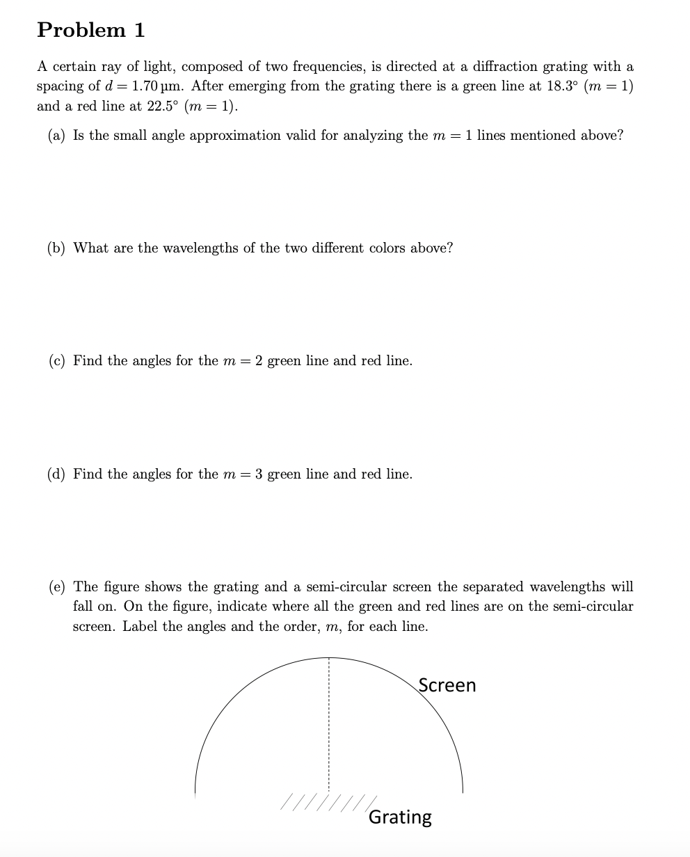Solved Problem 1 A certain ray of light, composed of two | Chegg.com