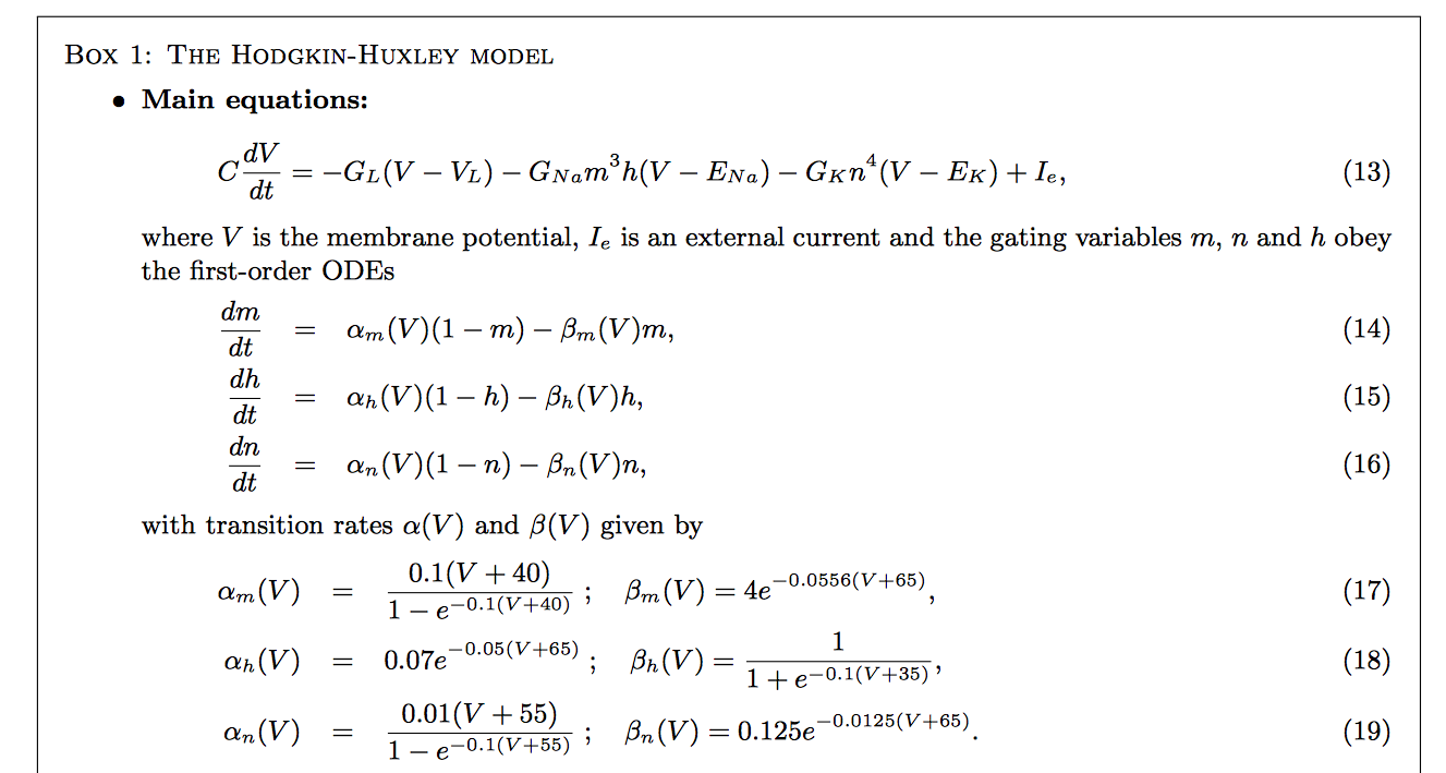 Box 1 The Hodgkin Huxley Model Main Equations Chegg Com