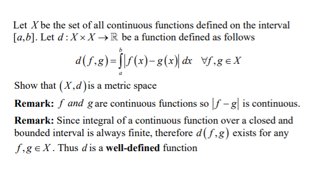 Solved Let X be the set of all continuous functions defined | Chegg.com