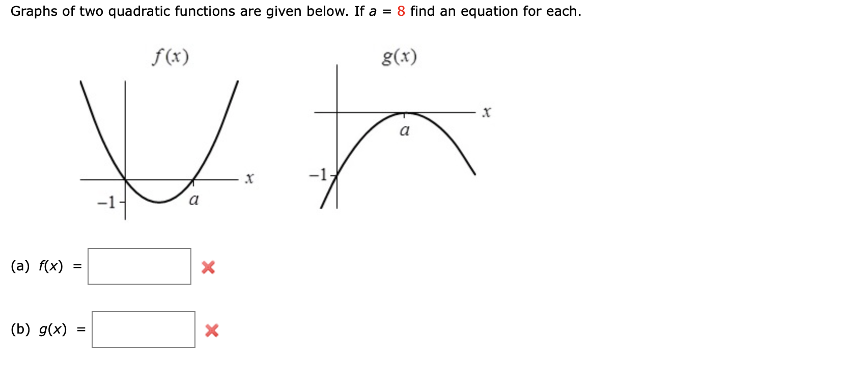 Solved Graphs Of Two Quadratic Functions Are Given Below If Chegg Com