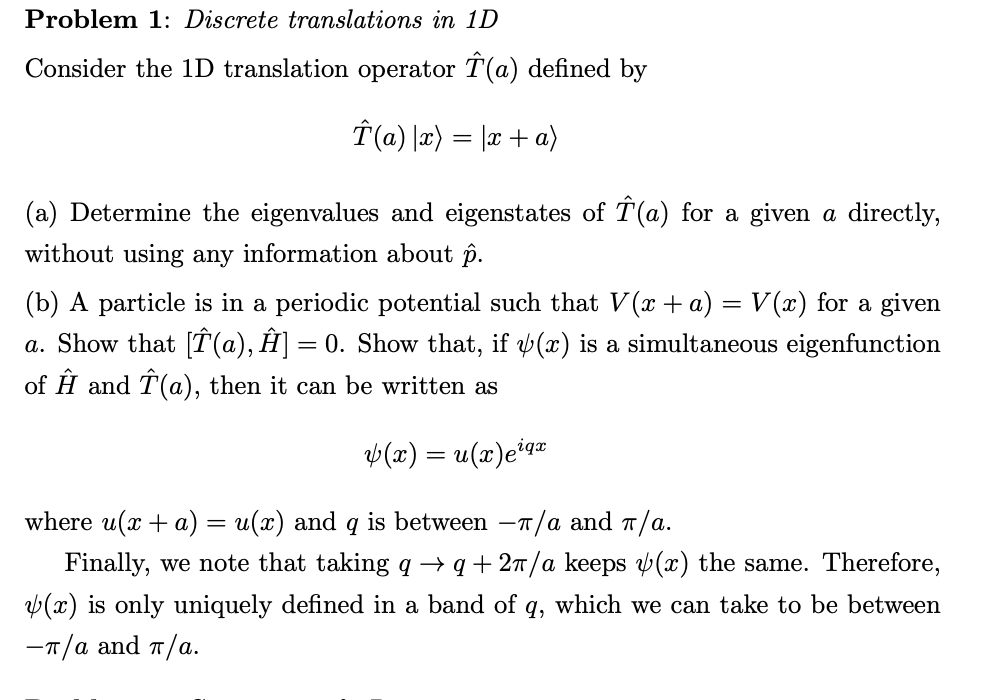 Solved Problem 1 Discrete Translations In 1d Consider Th Chegg Com