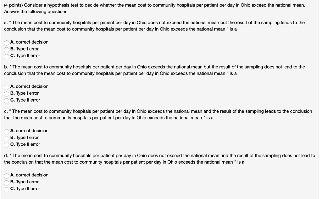 Solved (4 points) Consider a hypothesis test to decide