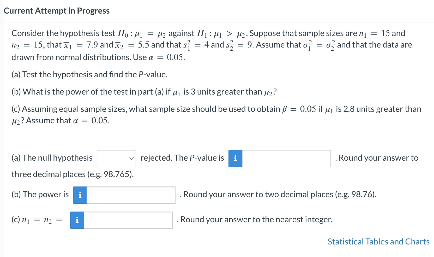 Solved Consider the hypothesis test H0:μ1=μ2 against | Chegg.com