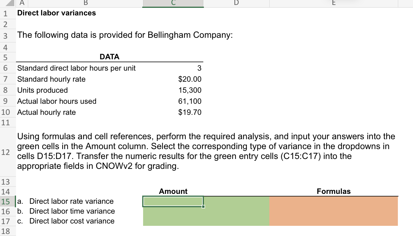 Solved Direct labor variances Bellingham Company produces a | Chegg.com