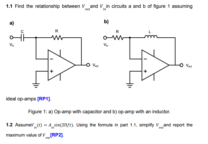 Solved 1.1 Find the relationship between V and V in circuits | Chegg.com