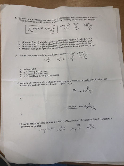 Solved 8. Shown below is a reaction. and ch Given the | Chegg.com