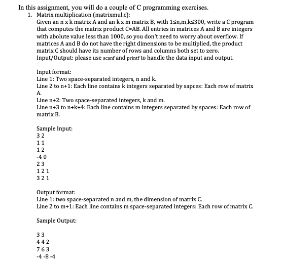 Solved In this assignment, you will do a couple of C | Chegg.com