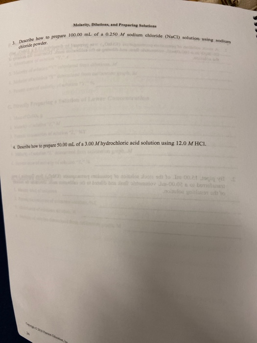 Solved Molarity, Dilutions, and Preparing Solutions dium