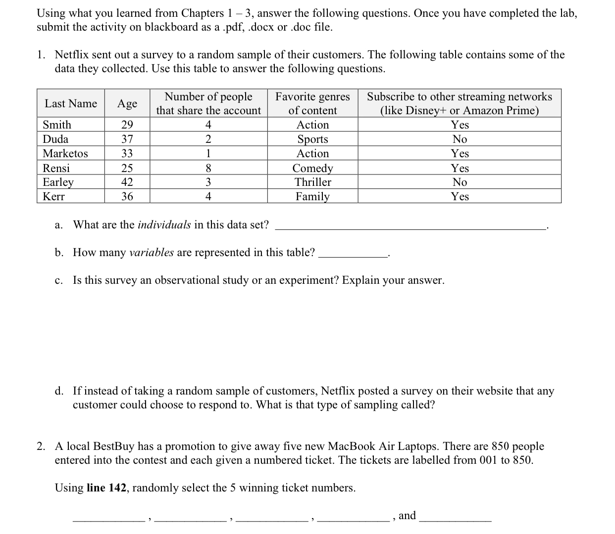 Solved Using what you learned from Chapters 1−3, answer the | Chegg.com