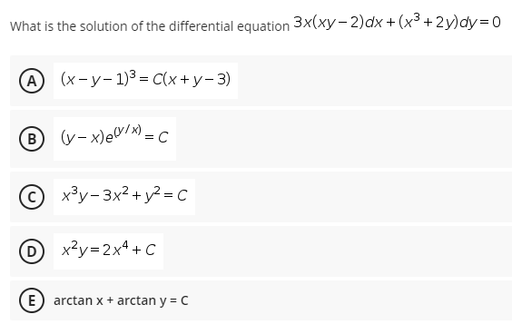 Solved What Is The Solution Of The Differential Equation Chegg Com