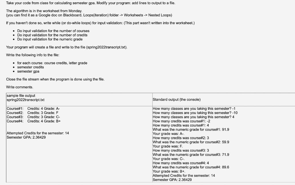 Solved Take your code from class for calculating semester | Chegg.com