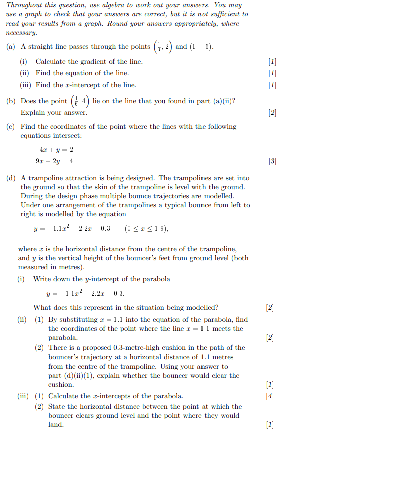 Solved Throughout this question, use algebra to work out | Chegg.com