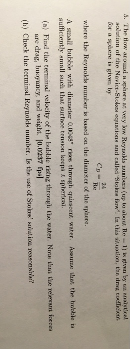 Solved 5. The flow around a sphere at very low Reynolds | Chegg.com