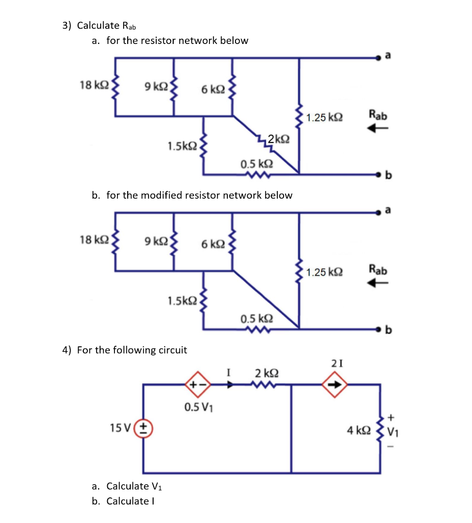 Solved 3) Calculate Rab a. for the resistor network below a