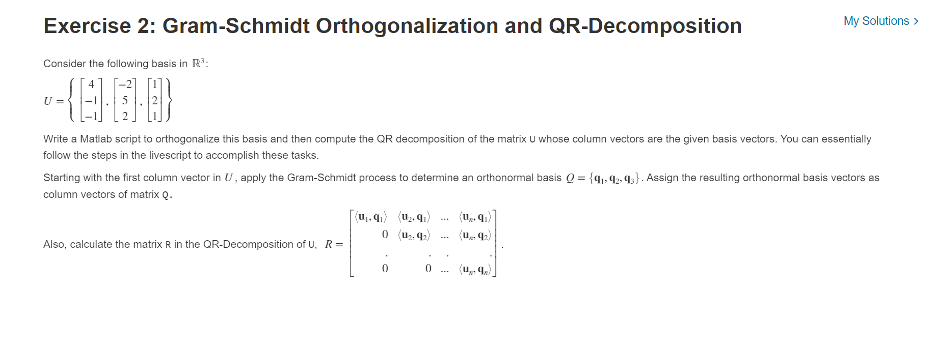 Exercise 2 GramSchmidt Orthogonalization and
