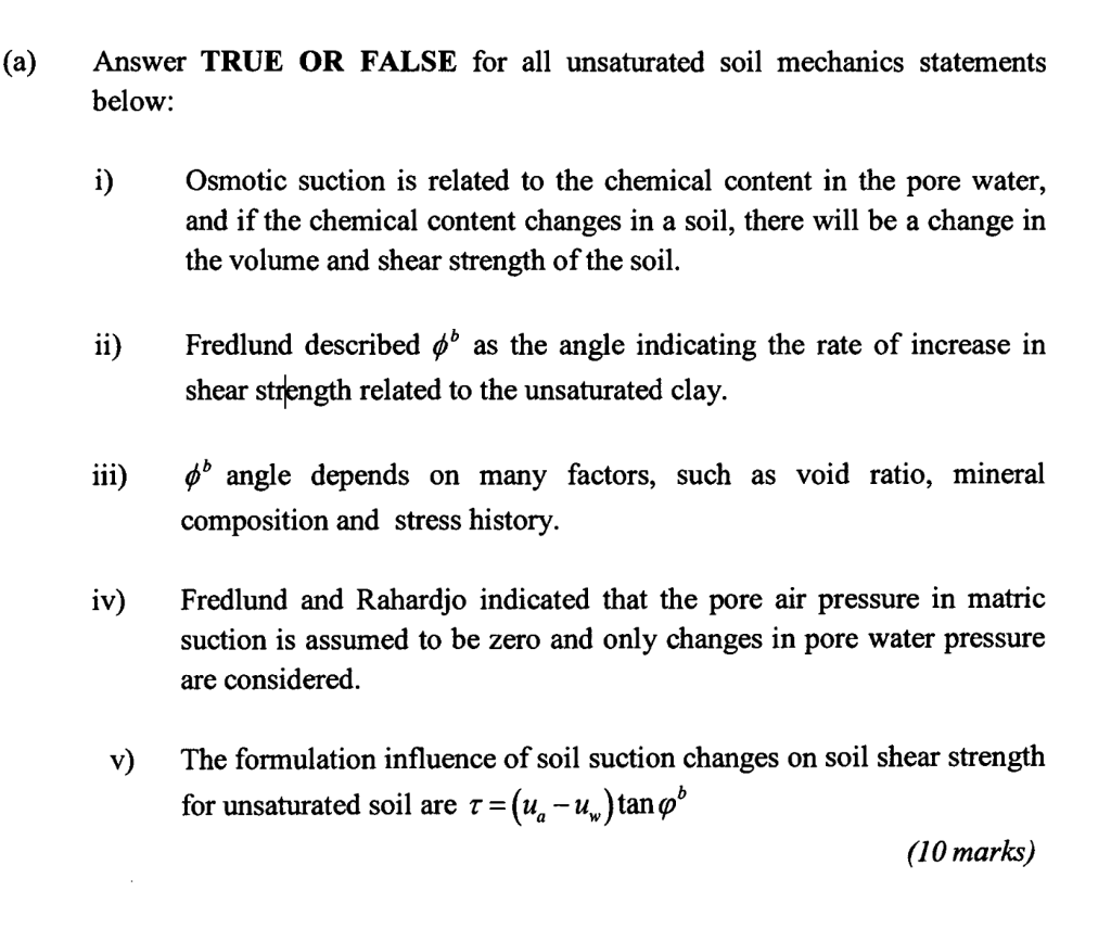 Solved The Shear Strength, R Of Unsaturated Soil Generally | Chegg.com