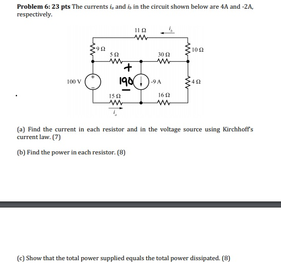 Solved The currents ia and ib in the circuit shown below are | Chegg.com