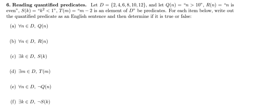 Solved 6 Reading Quantified Predicates Let 8509