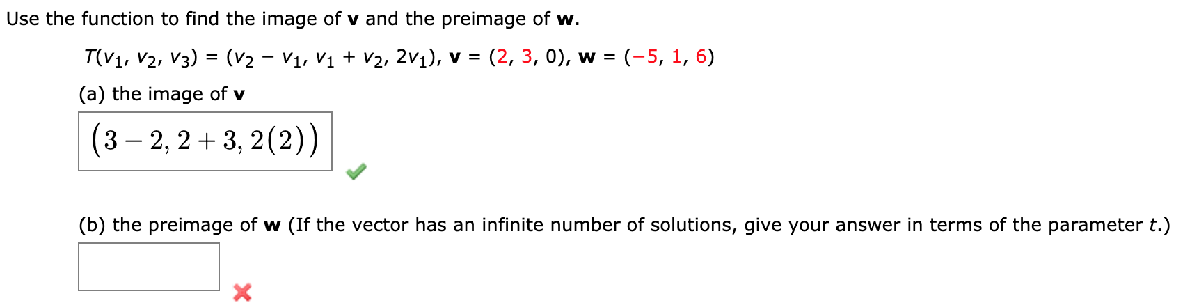 Solved Use the function to find the image of v and the | Chegg.com