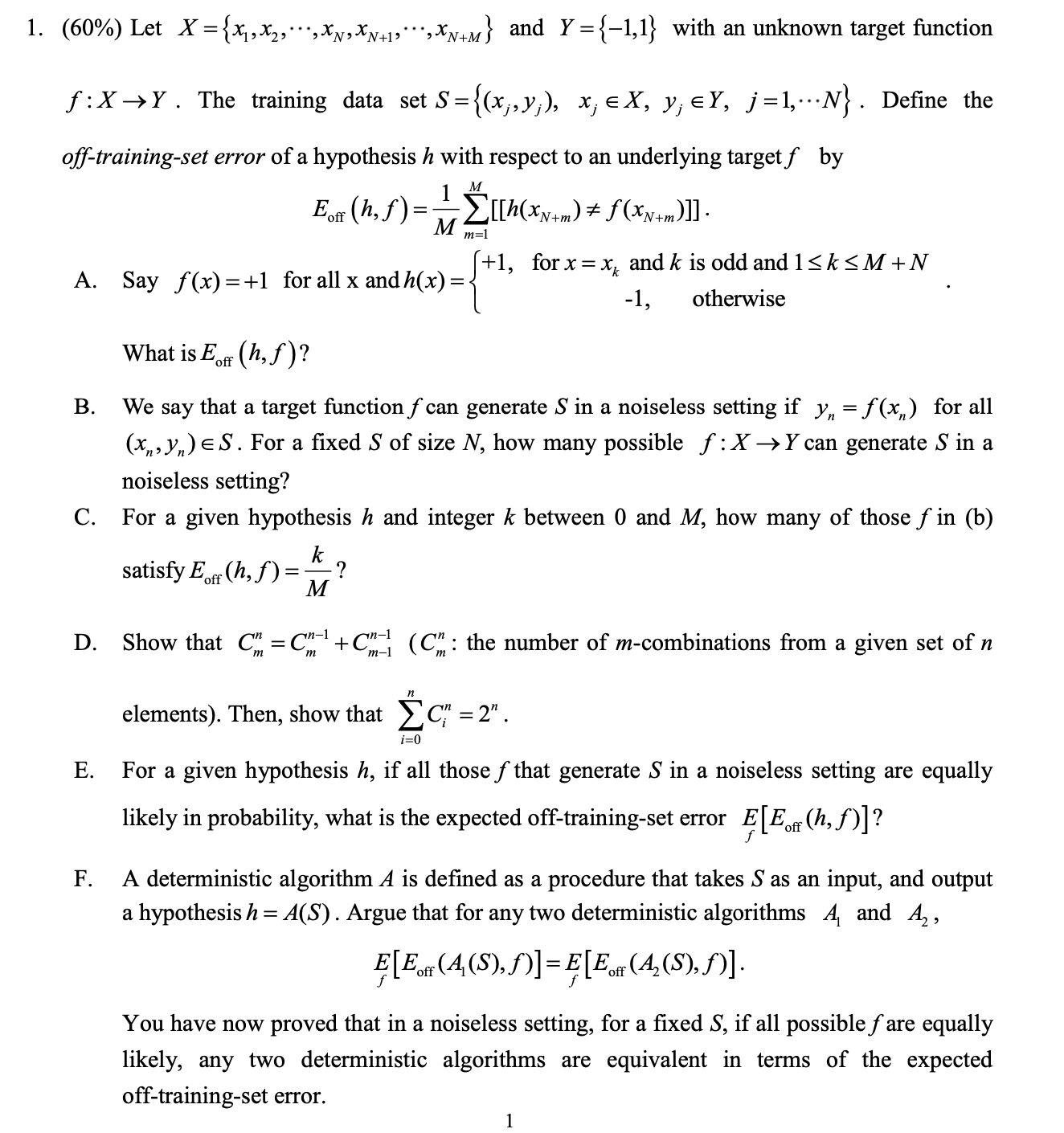 Solved 60 Let X {x1 X2 ⋯ Xn Xn 1 ⋯ Xn M} And Y {−1 1}