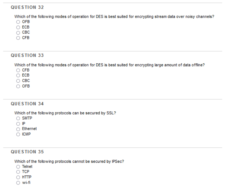 Solved QUESTION 32 Which of the following modes of operation | Chegg.com