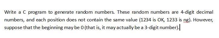 Solved Write a C program to generate random numbers. These | Chegg.com