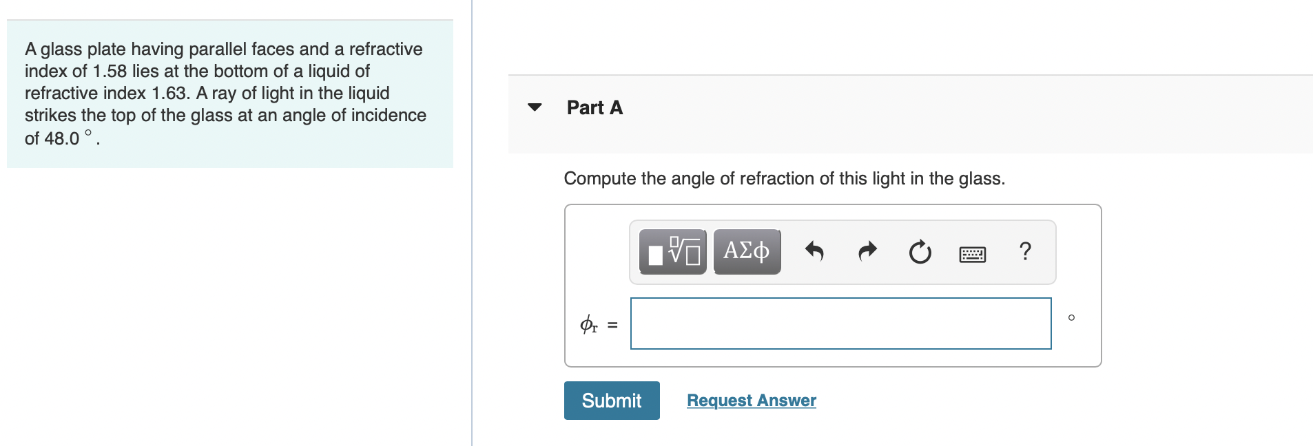Solved A glass plate having parallel faces and a refractive | Chegg.com