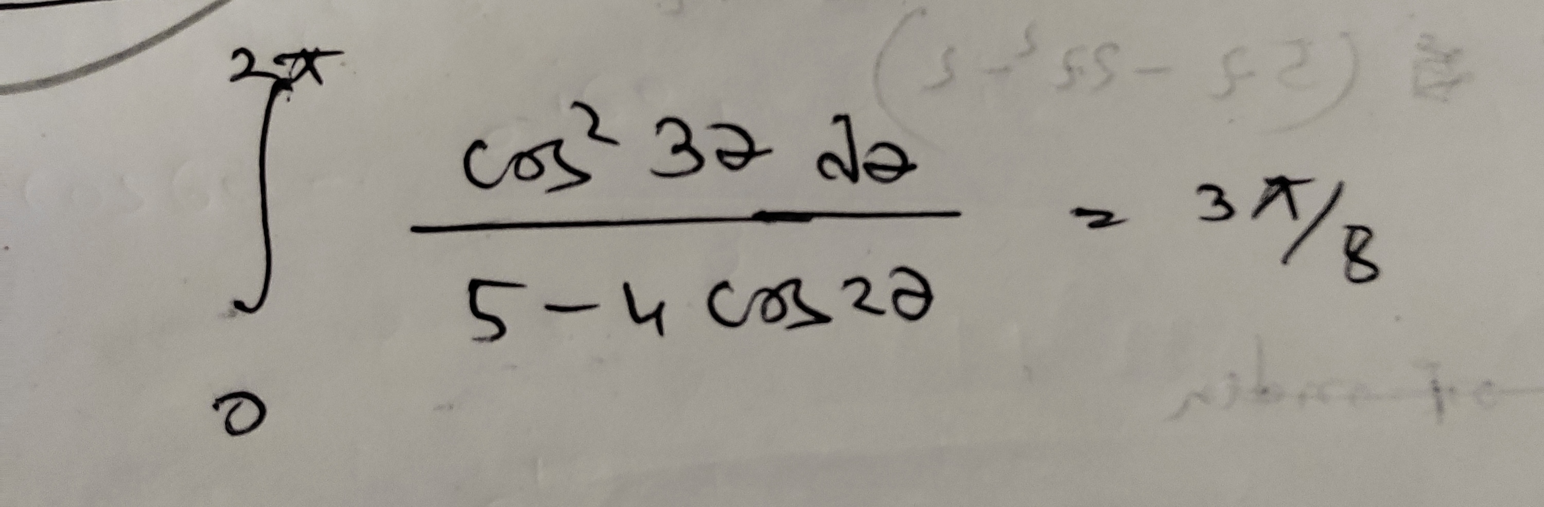 Solved ∫02π5−4cos2θcos232dθ=3π/8 | Chegg.com