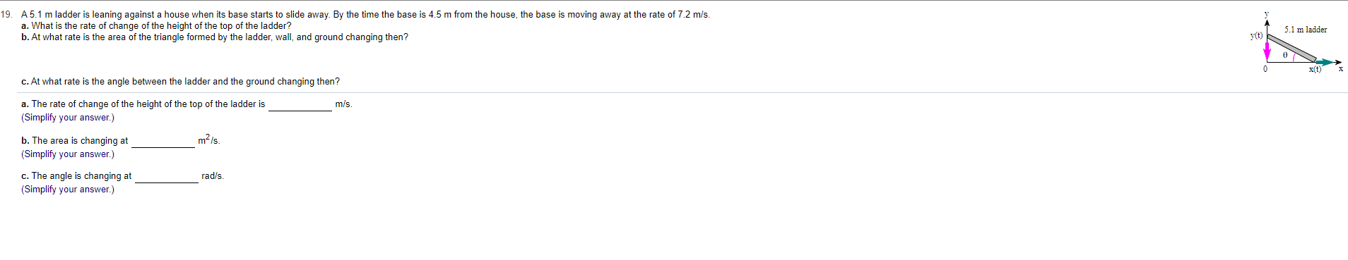 Solved 19. A5.1 M Ladder Is Leaning Against A House When Its | Chegg.com