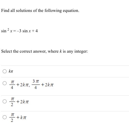 Solved Find all solutions of the following equation. sin 2 | Chegg.com