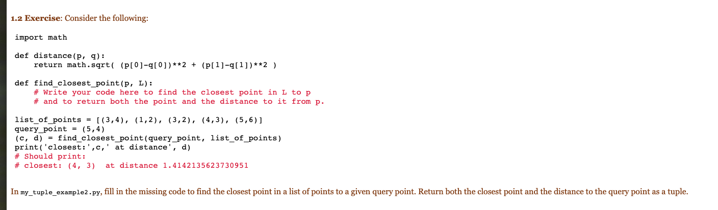 Solved 1.2 Exercise: Consider the following: import math def | Chegg.com