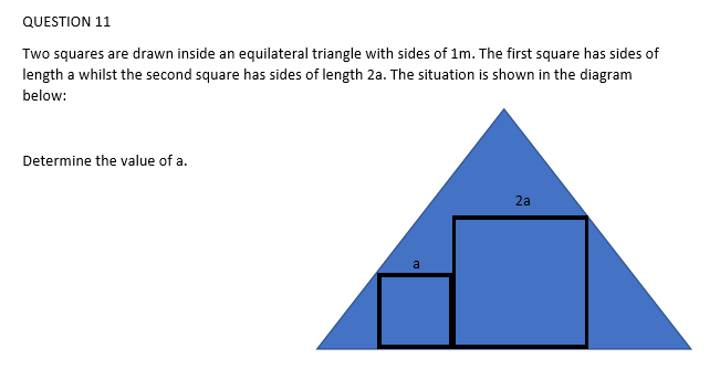 Solved QUESTION 11 Two squares are drawn inside an | Chegg.com