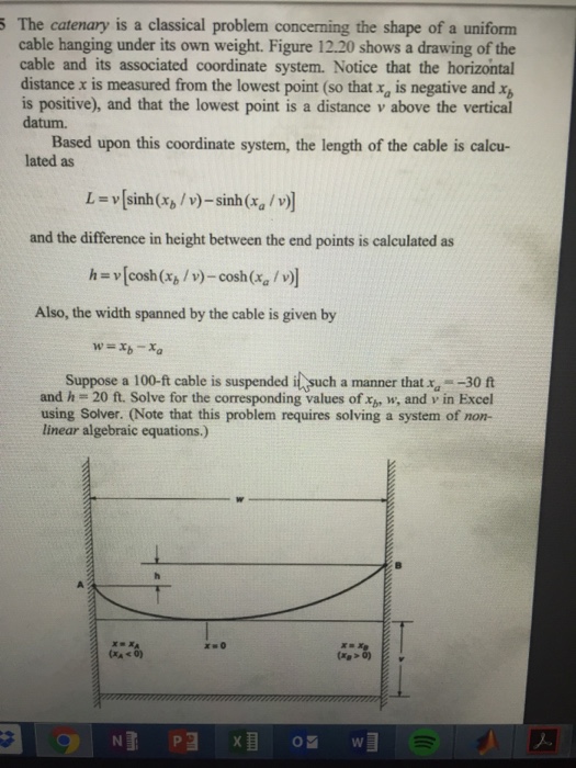 Solved 5 The catenary is a classical problem concerning the | Chegg.com