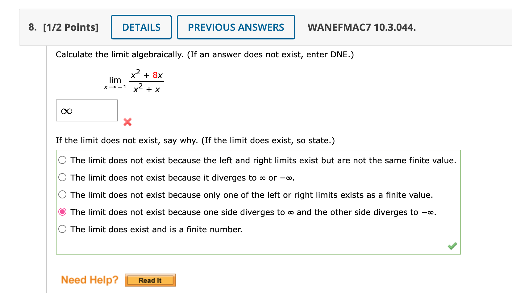 solved-calculate-the-limit-algebraically-if-an-answer