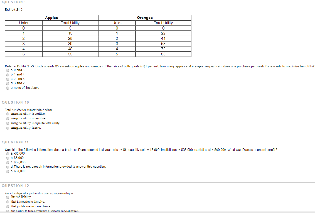 Solved QUESTION 9 Exhibit 21-3 Apples Oranges Units Units 15 | Chegg.com