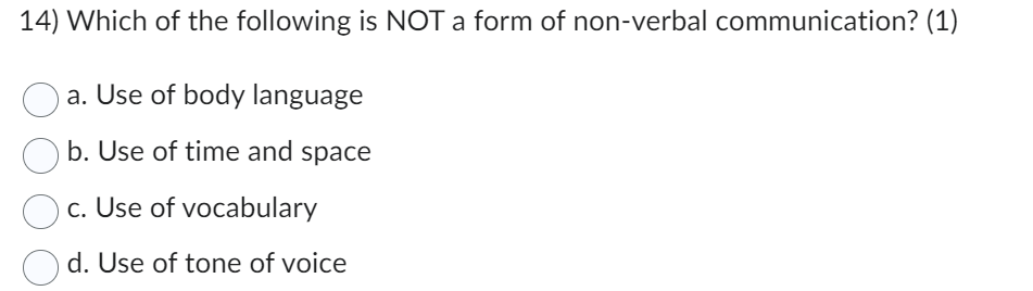 Solved Which of the following is NOT a form of non-verbal | Chegg.com